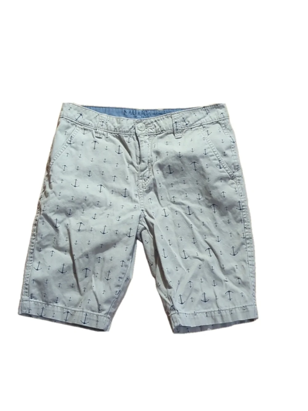 Nautica Boys Chino Shorts Size 14 Anchor Print